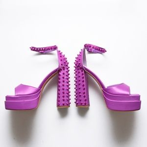 Azalea Wang Rock My World Purple Platform Studded Sandals Women's Size 7